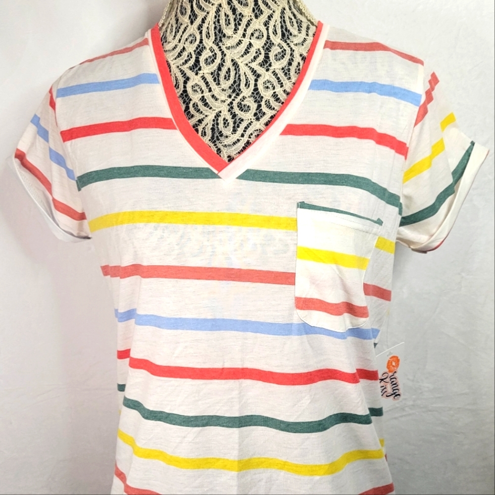 ✨️NWT Rainbow Striped Tshirt w/ Pocket